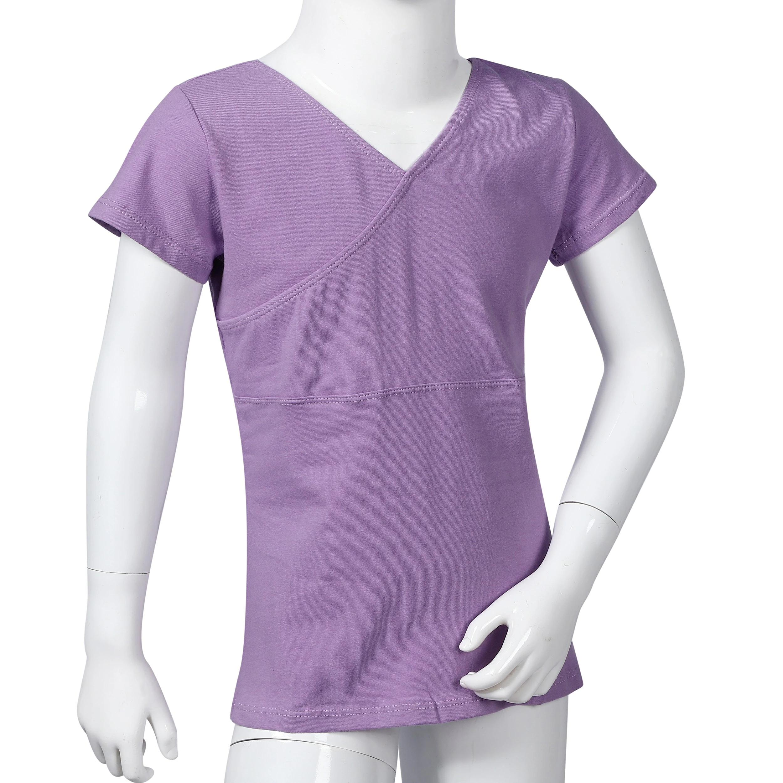 Girls' Short Sleeve Ballet Top – Cotton Front Cross Design - Image 12