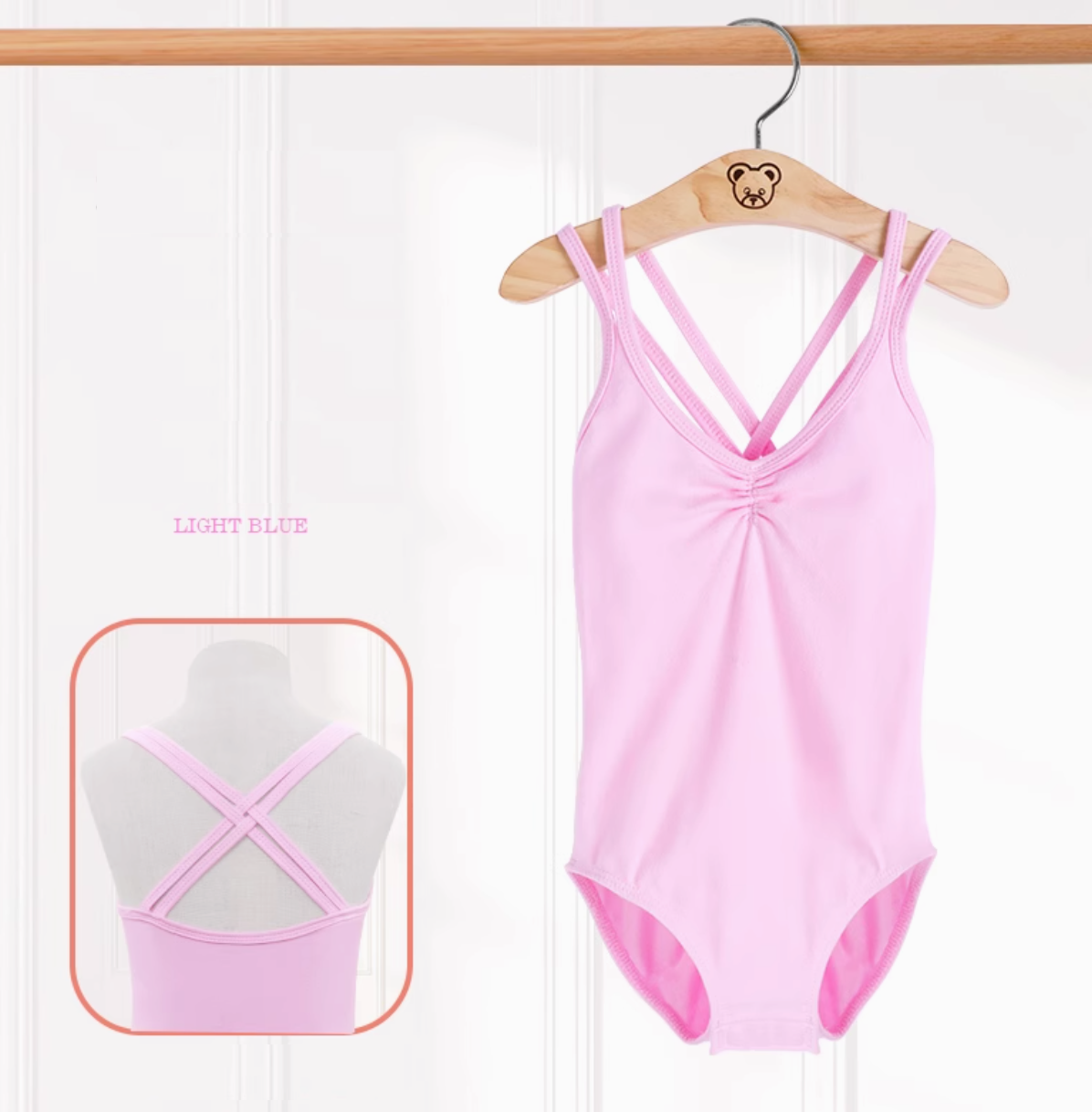 Girls' Camisole Ballet Leotard – Crisscross Back with Drawstring – Image 6