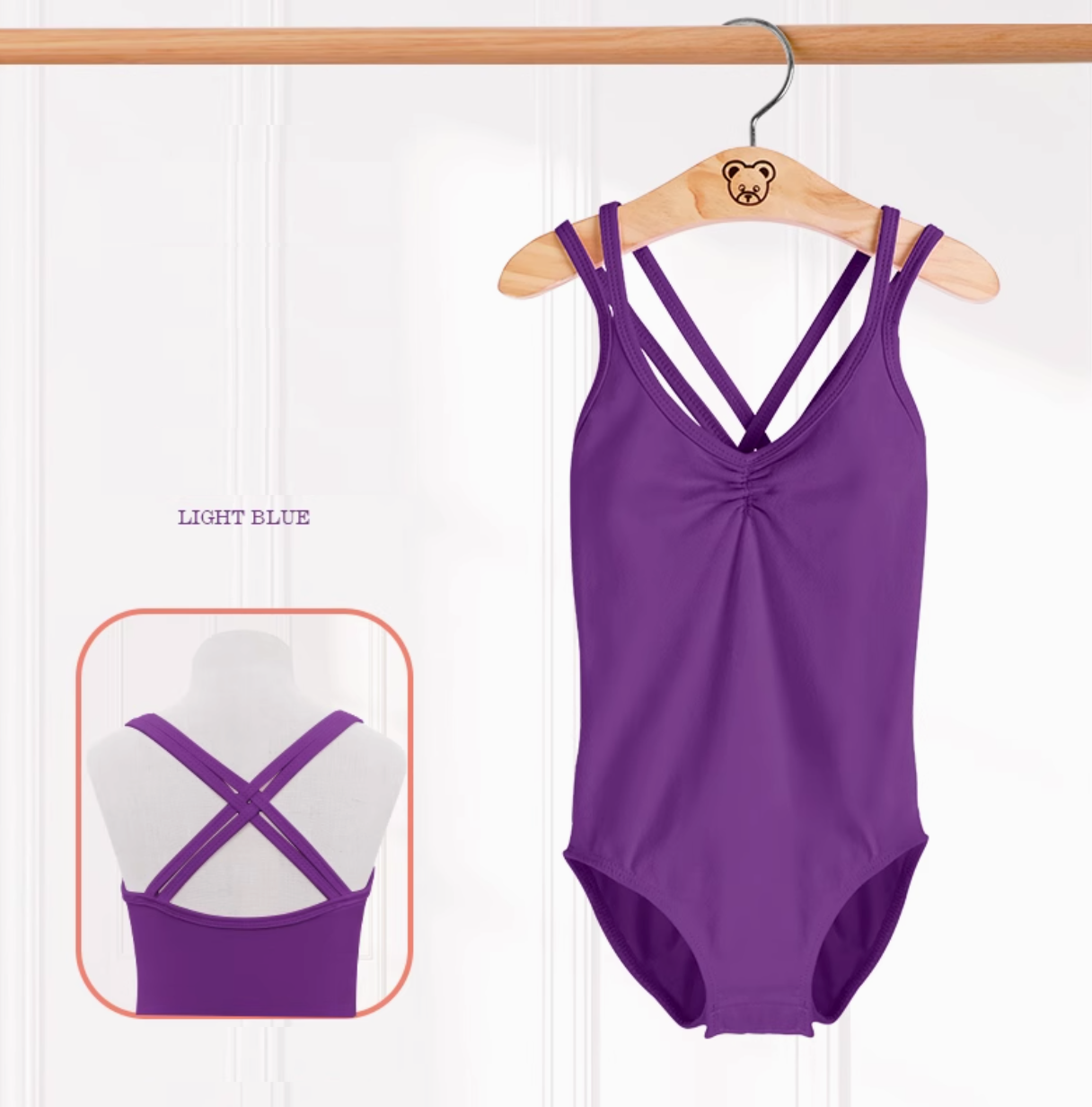 Girls' Camisole Ballet Leotard – Crisscross Back with Drawstring – Image 2