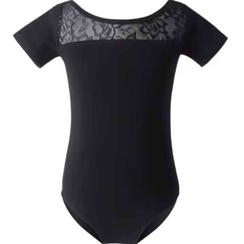 Girls' Ballet Leotard with Lace Splice – Soft and Breathable