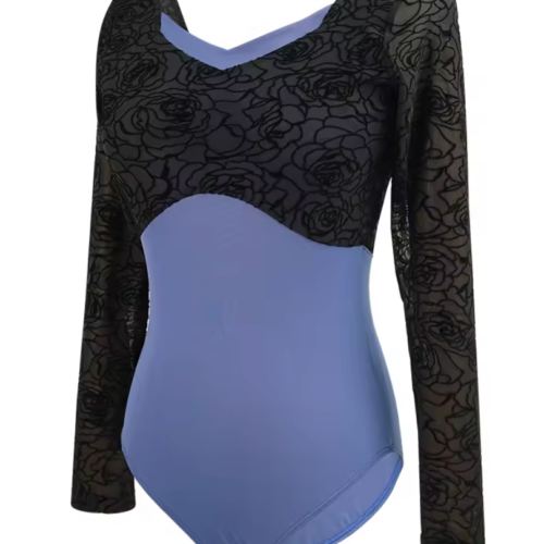 Lace Long Sleeve Ballet Leotard – Boat Neck Design