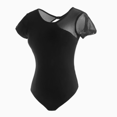 Short Sleeve Ballet Leotard – Round Neck with Mesh Back