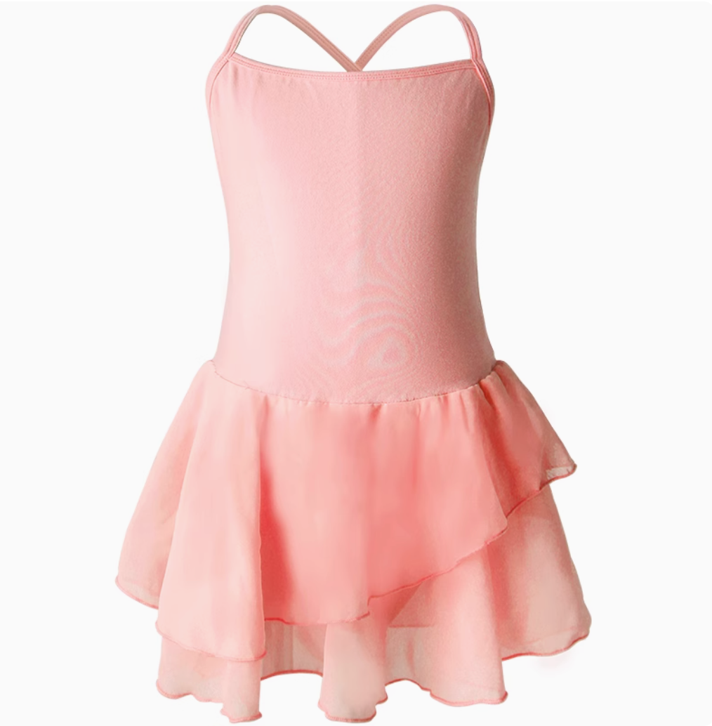 Girls Crystal Rhinestone Ballet Leotard with Tutu Skirt