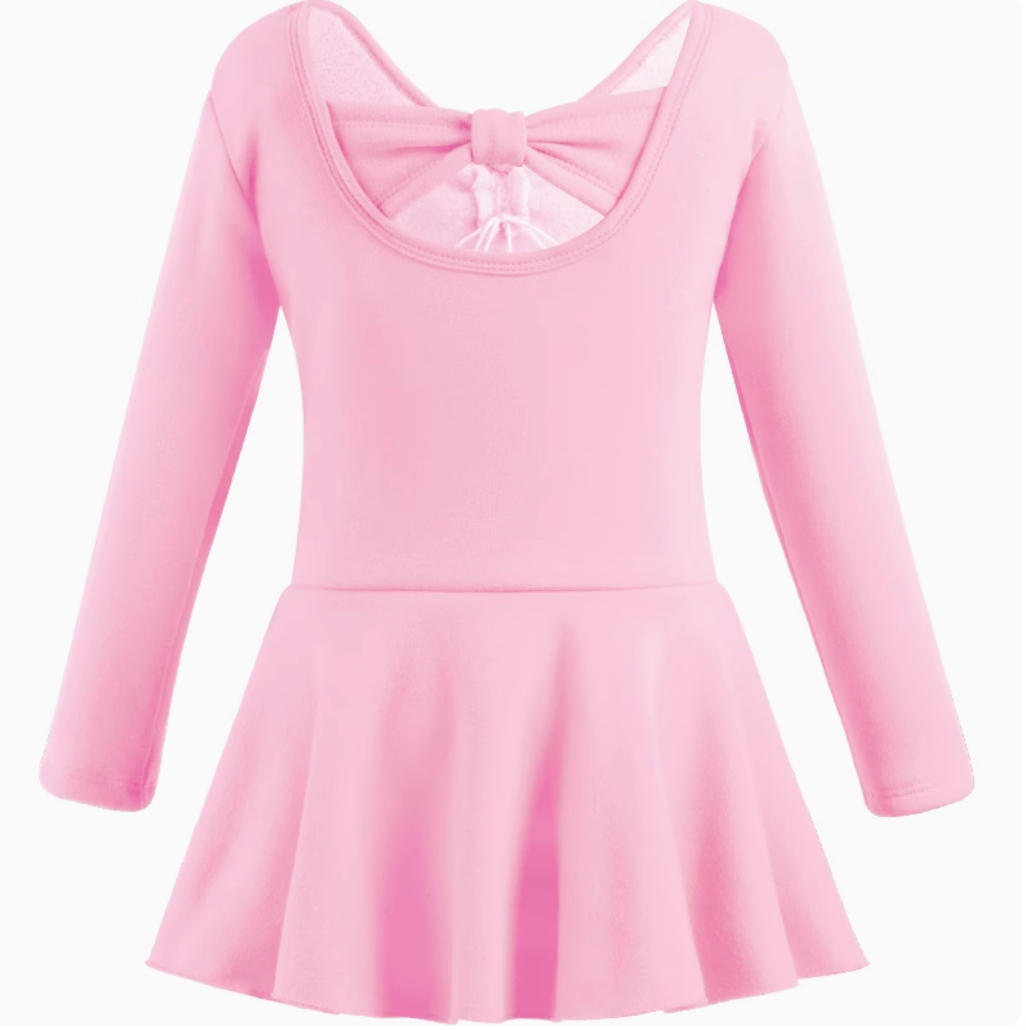 Girls Lycra Skirted Ballet Insulated Leotard β Cotton Bodysuit with Bow Back