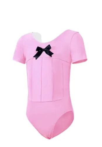 Strappy Shaping Girls Ballet Leotards With Bowtie