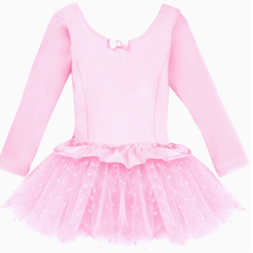 Girls Long Sleeve Ballet Leotard with Tutu Skirt