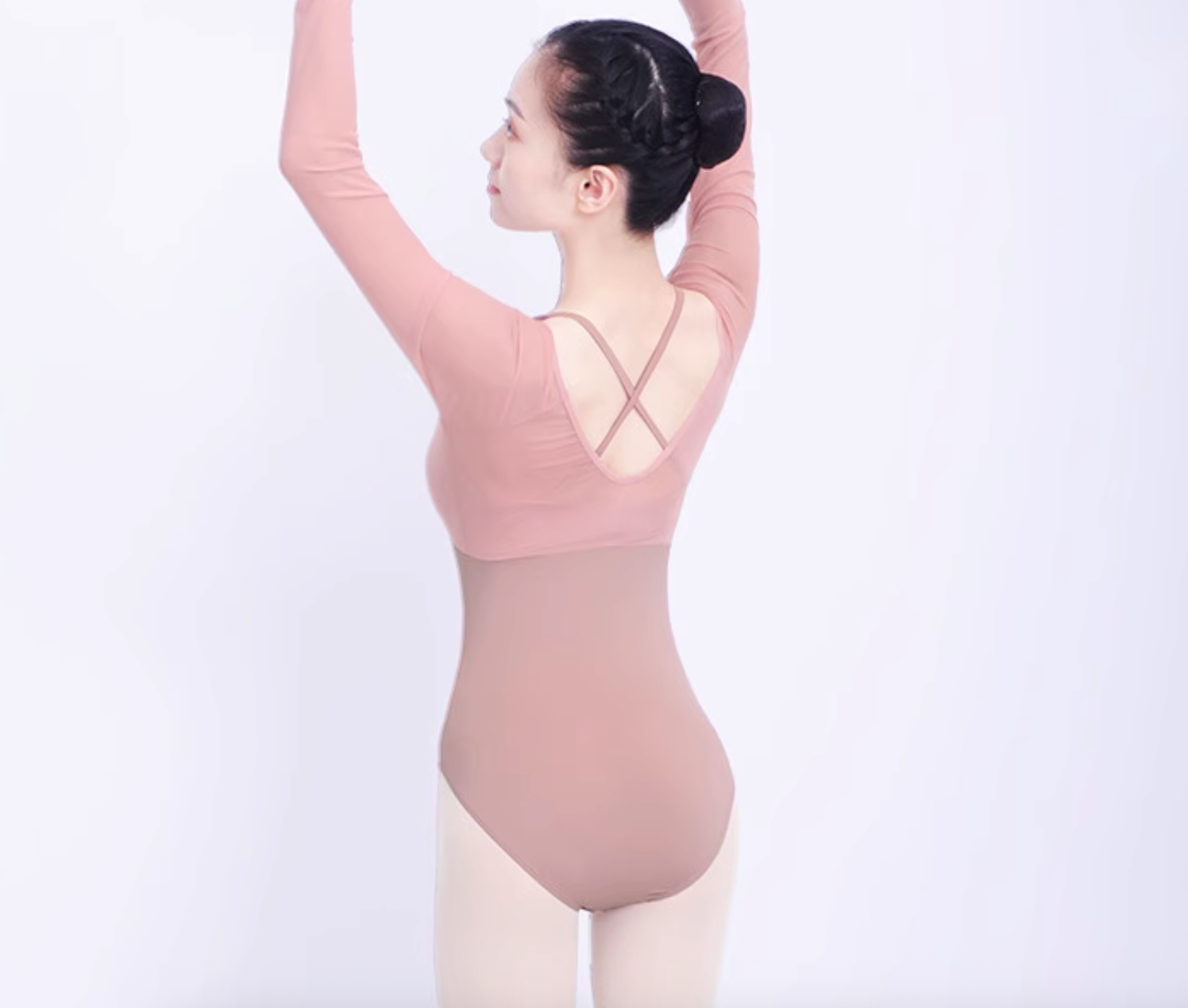 Women Leotards Long Sleeve Ballet Dance Wear Faux 2 Pieces - Imagen 7