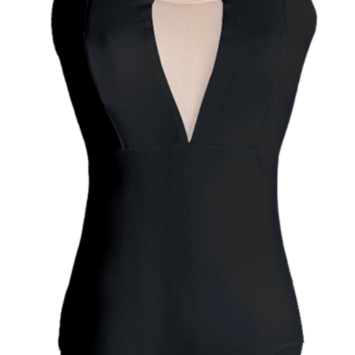 Strapless Ballet Leotard–Mesh V-Neck Design